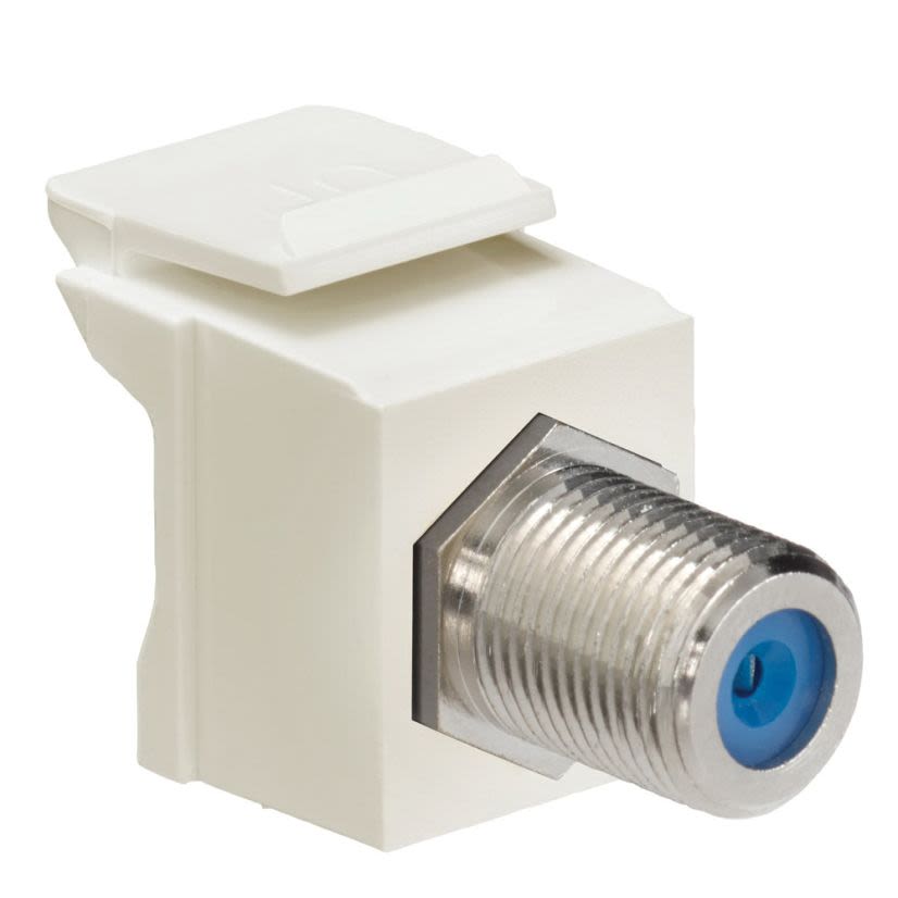 Leviton® Decora® QuickPort® 41084-FTF Feed Through F-Type Adapter, Female End A, Female End B, Light Almond