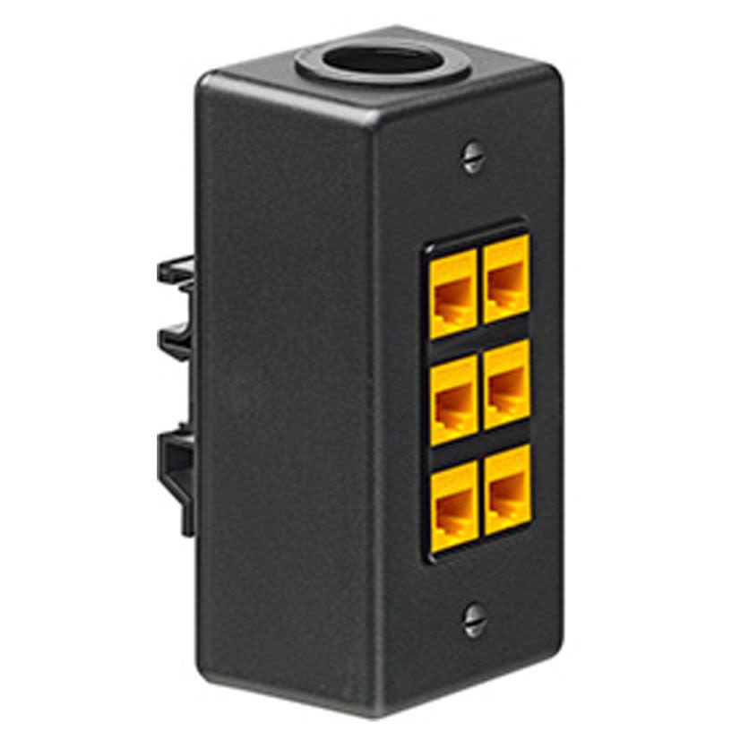 Leviton® QuickPort® 41089-6DN 6-Port DIN Rail Box, DIN Rail Mount, Plastic