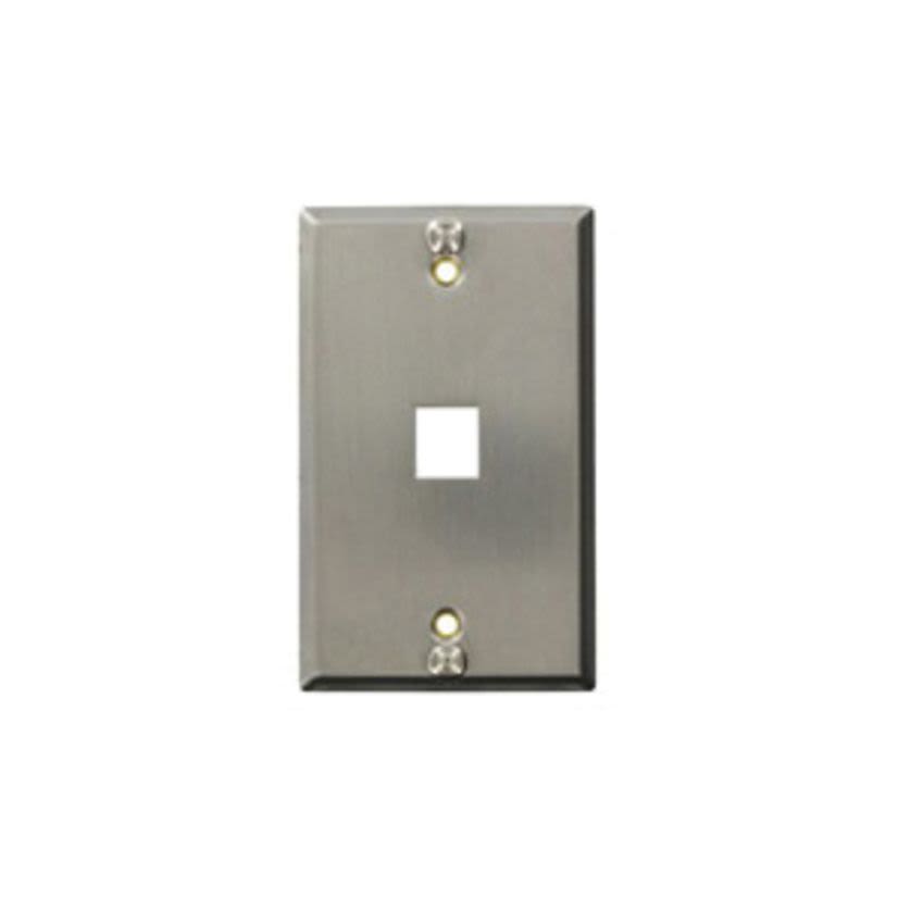 Leviton QuickPort 4108W-SP Telephone Wallplate, 1 Gangs, 2-3/4 in W, Stainless Steel, Box Mount