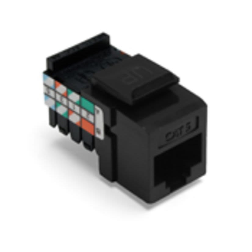 Leviton QuickPort 41108-RE5 8-Conductor 8-Position 110-Style UTP Connector, Cat 5 Module, Flush Mount, 1 Port, Plastic, Black