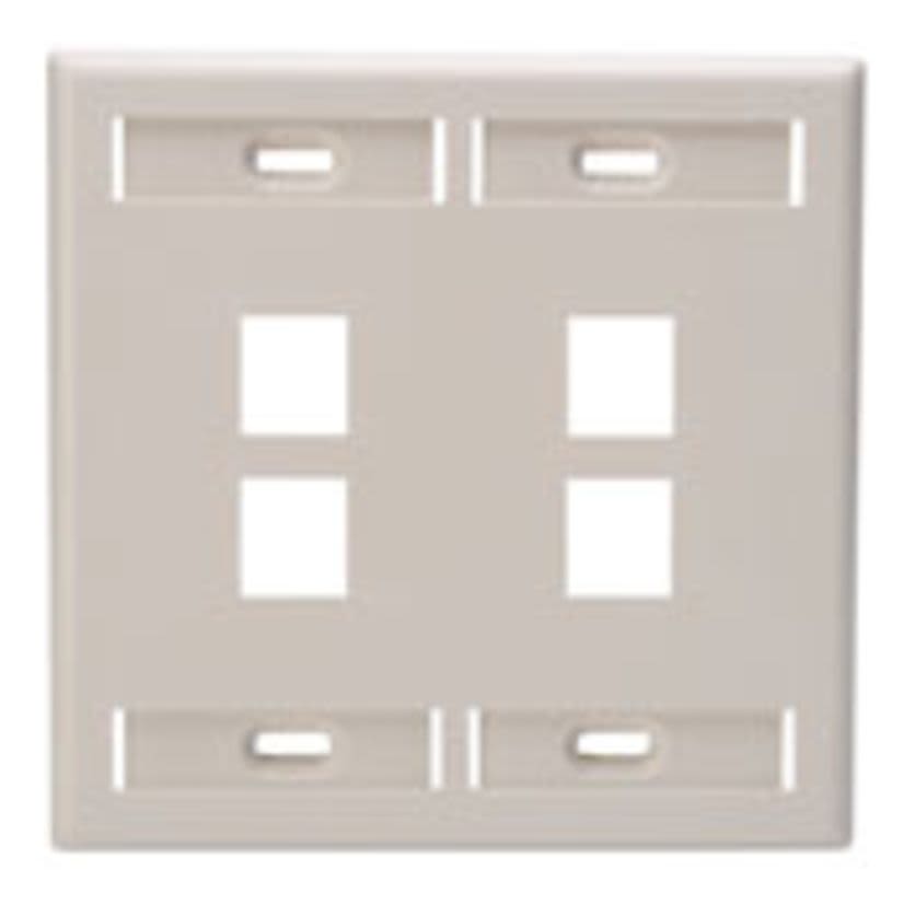 Leviton QuickPort 42080-4TP Standard Size Wallplate With ID Window, 2 Gangs, 4-5/8 in W, Plastic, Surface Mount