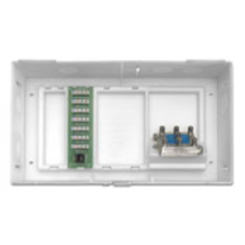 Leviton® Structured Media® 47604-F6S Compact MDU Kit, (3) Telephone Expansion Boards/(1) Passive Video Splitter Enclosure, Flush Mount, ABS