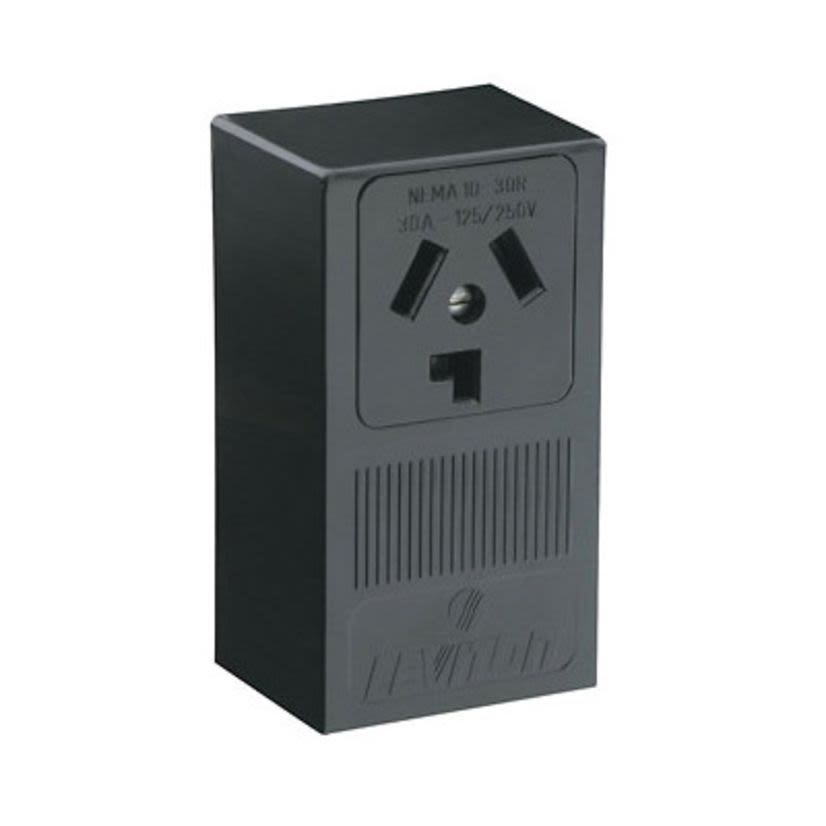 Leviton 5054-P00 Non-Grounding Single Straight Blade Receptacle, 125/250 V AC, 30 A, 3 Poles, 3 Wires, Black