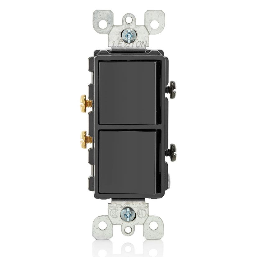 Leviton® Decora® 5634-E 3-Way Dual Grounding Combination Switch, 15 A, 120/277 VAC, 1 Poles