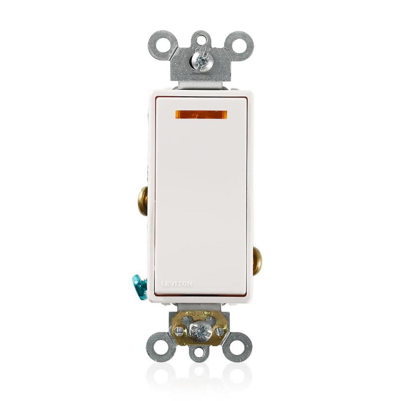 Leviton 5649-2W Lighted Handle Self-Grounding Illuminated AC Quiet Switch