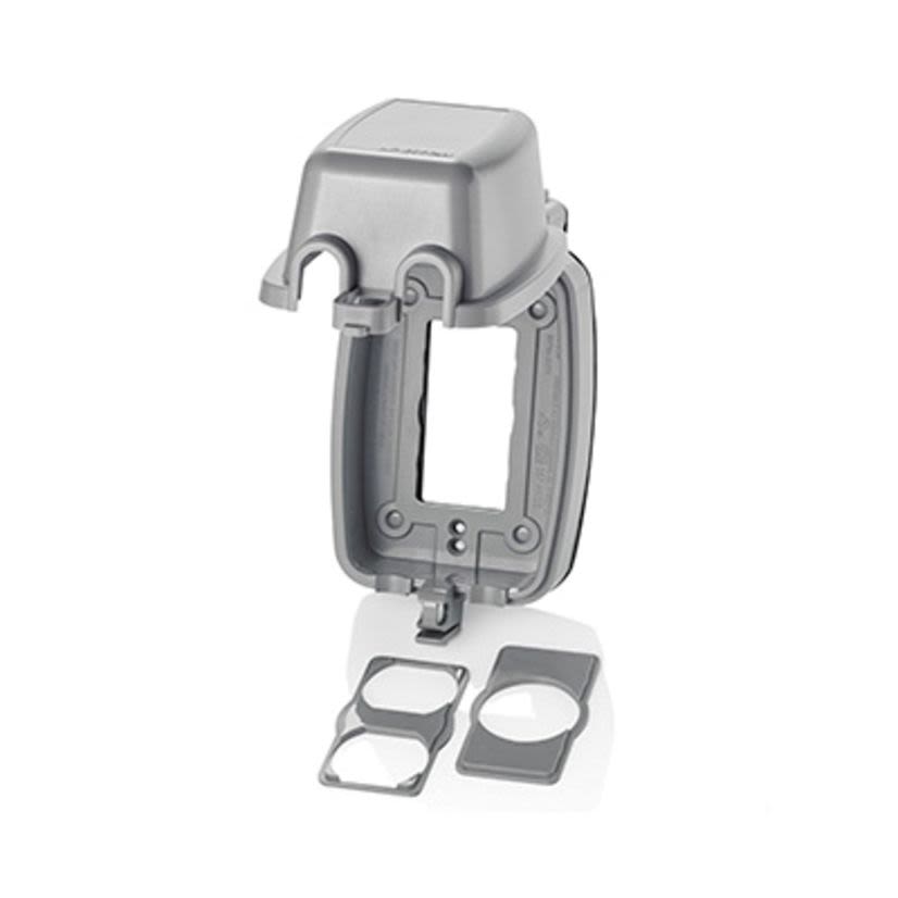 Leviton 5980-UGY Extra Duty While-In-Use Cover, 3.63 in L x 6.69 in W x 3.08 in D, Weatherproof Cover, Polycarbonate
