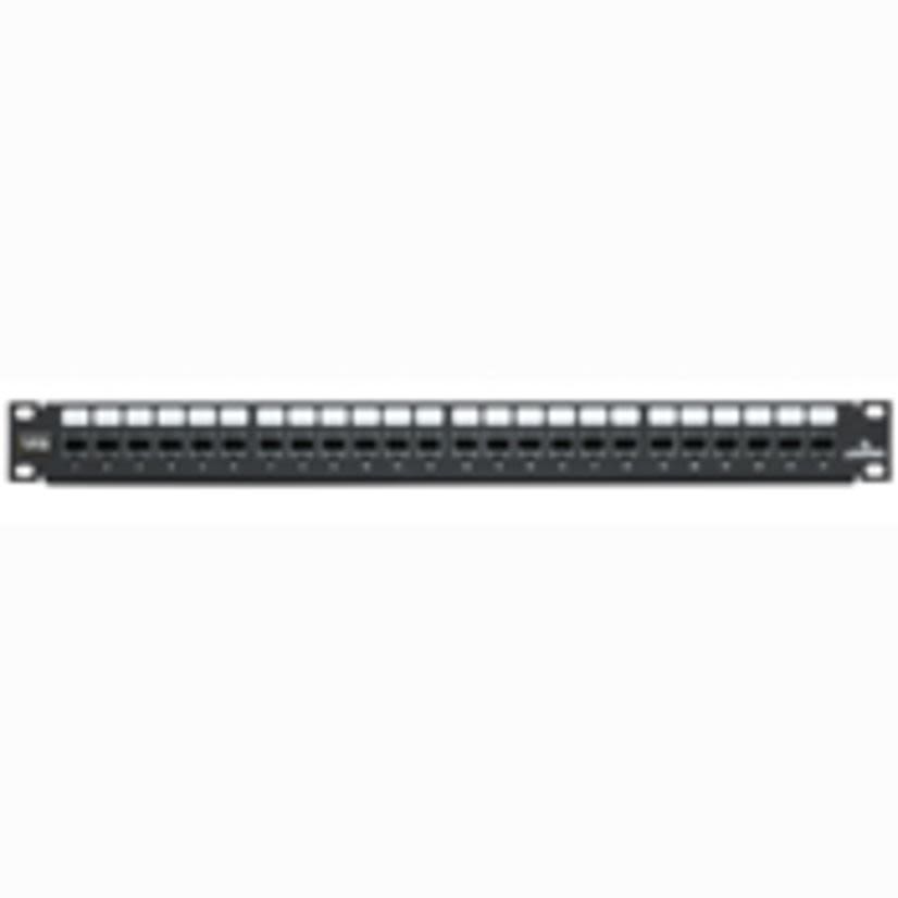 Leviton® eXtreme® 69270-U24 1-RU Flat Patch Panel With eXtreme® Cat 6 Connector, 24 Ports, CAT 6, 26 to 22 AWG Terminal, Plastic/Steel
