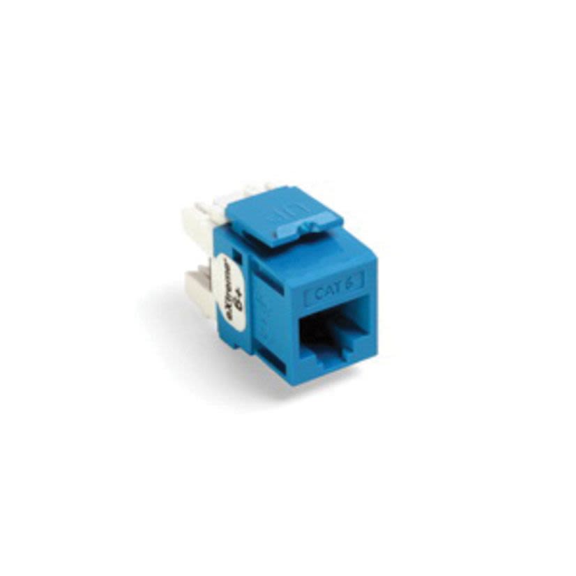 Leviton eXtreme QuickPort 61110-RL6 8-Conductor 8-Position Channel/Component Rated UTP Connector, Cat 6 Module, Panel Mount, 1 Ports, Plastic, Blue