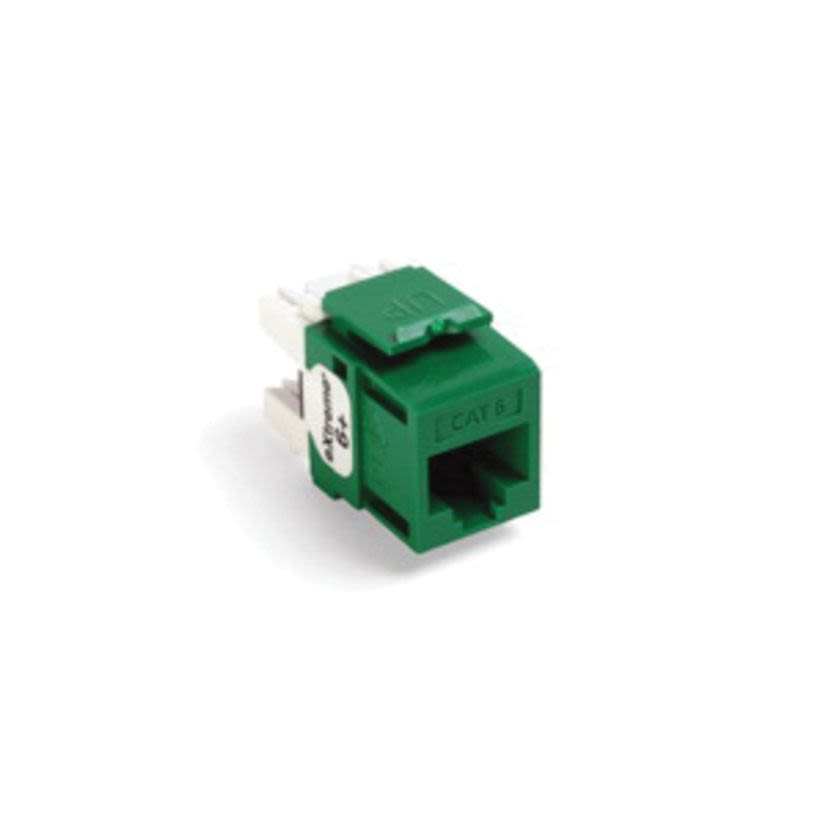 Leviton eXtreme QuickPort 61110-RV6 8-Conductor 8-Position Channel/Component Rated UTP Connector, Cat 6 Module, Panel Mount, 1 Ports, Plastic, Green
