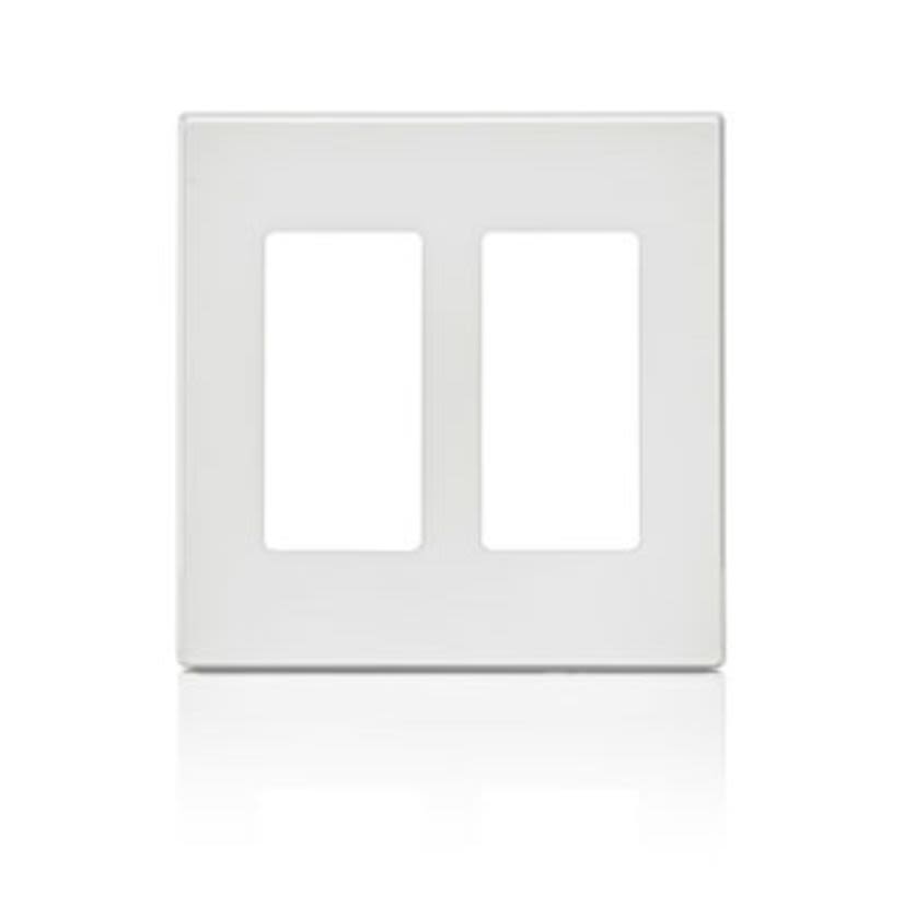 Leviton® Decora® Plus 80309-SW Screwless Standard Size Wallplate, 2 Gangs, 4.61 in H x 4.56 in W, Polycarbonate, White