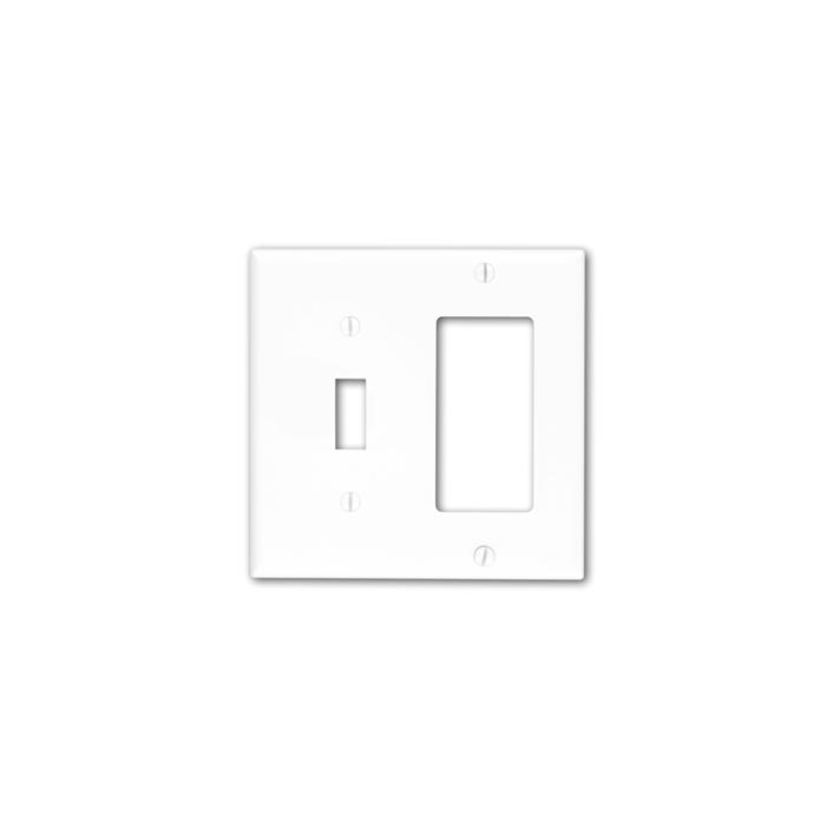 Leviton® Decora® 80707-W Standard Size Combination Wallplate, 2 Gangs, 4.5 in H x 4.56 in W, Thermoplastic, White