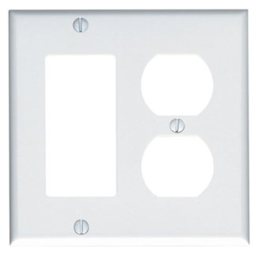 Leviton® Decora® 84455-40 Standard Size Combination Wallplate, 2 Gangs, 4.5 in H x 4.56 in W, 302 Stainless Steel