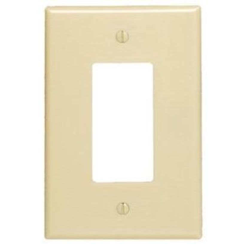 Leviton Decora 86601-I Oversized Wall Plate, 1 Gangs, 3-1/2 in W x 5-1/4 in H, Thermoset Plastic, Ivory