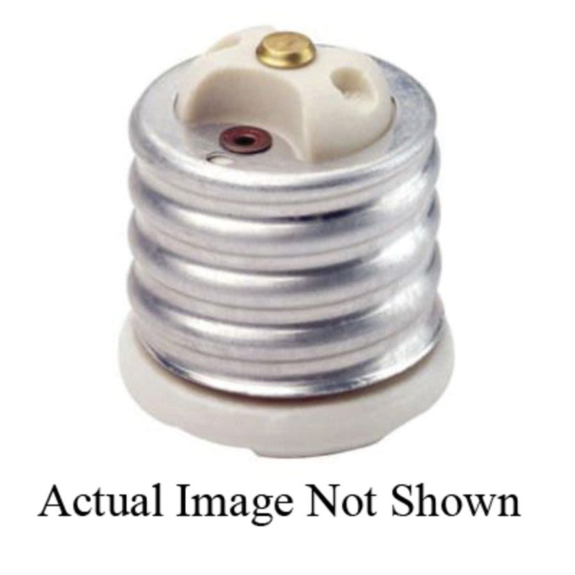 Leviton® 8681-400 Keyless Socket Adapter With Brass Nickel Plated Screw Shells and Brass Nickel Plated Center Contact, 660 W, 250 VAC, Medium Mogul Incandescent Lamp