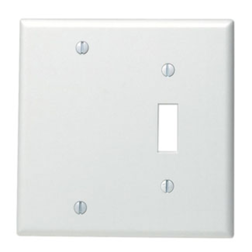 Leviton® 88006 Blank Standard Size Combination Wallplate, 2 Gangs, 4.5 in H x 4.56 in W, Thermoset, White