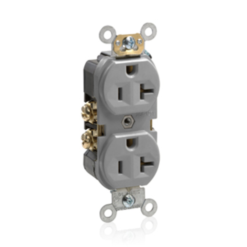 Leviton® BR20-GY SELF GRND DUPL REC