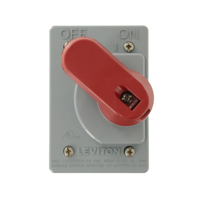 Leviton Wetguard COVER-GS Watertight Toggle Switch Cover, 3.13 in W x 2.47 in D, Valox Polybutylene Terephthalate