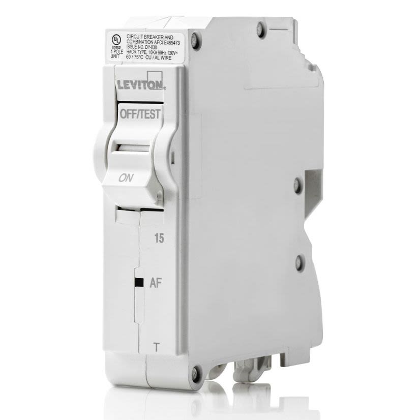 Leviton LB115-T Standard Circuit Breaker With Instruction Sheet, 120 V AC, 15 A, 10 kA Interrupt, 1 Pole