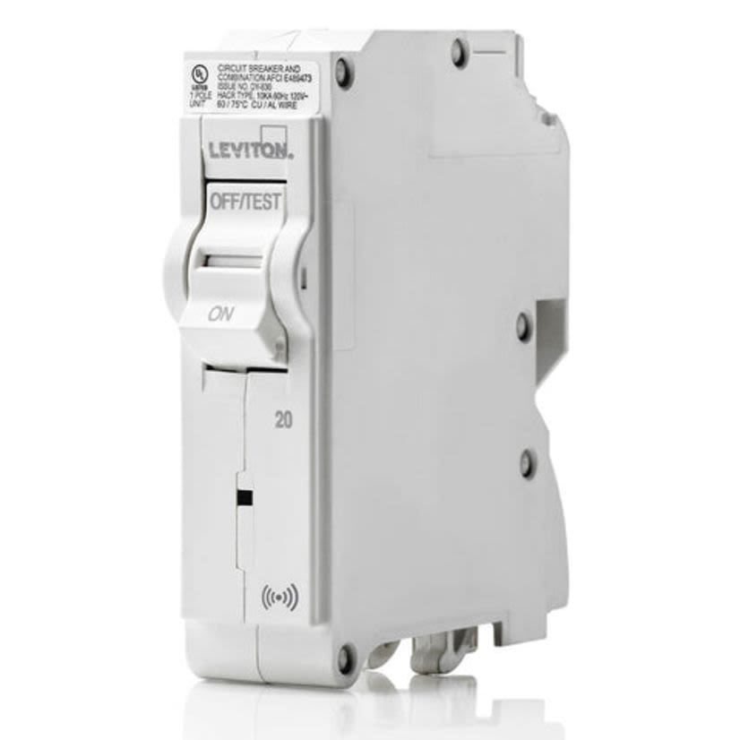 Leviton LB120-S Smart Standard Branch Circuit Breaker, 120 VAC, 20 A, 10 kA Interrupt, 1 Poles, Magnetic Trip