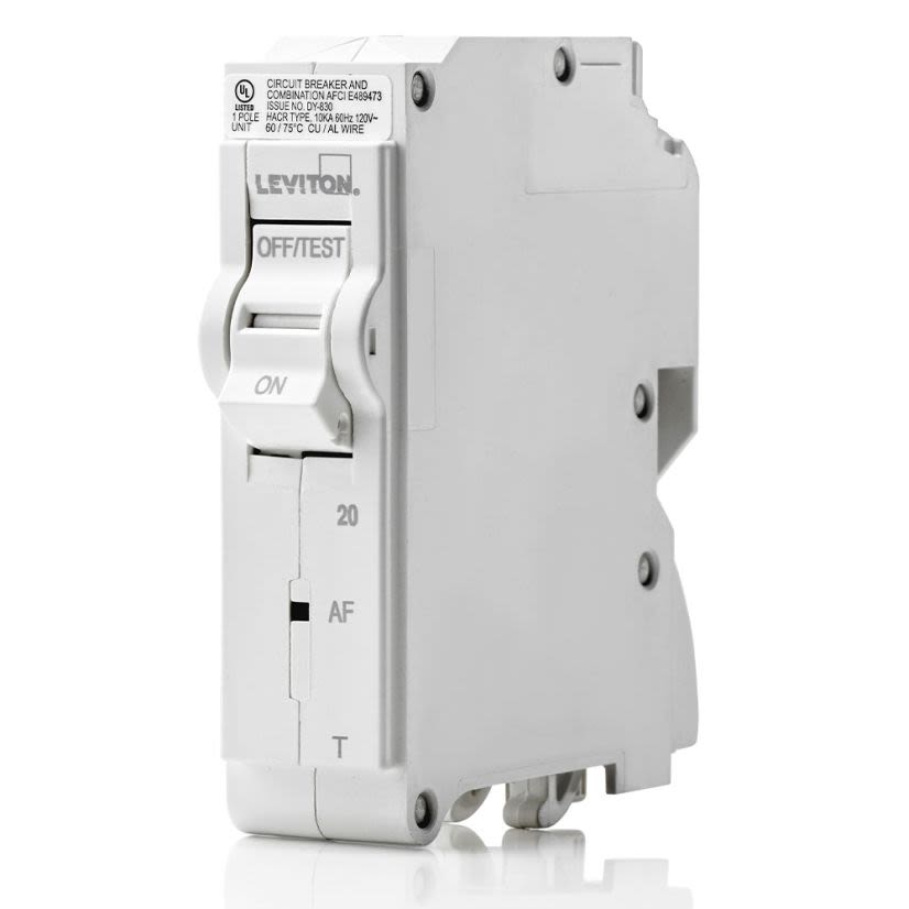 Leviton LB120-AFT AFCI Circuit Breaker, 120 V AC, 20 A, 10 kA Interrupt, 1 Pole, Thermal Magnetic Trip