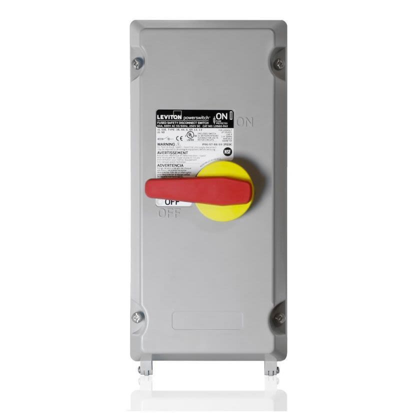 Leviton Powerswitch LDS60-FAX Fused Disconnect Switch, 600 V AC, 60 A, 7-1/2 hp, 50 hp