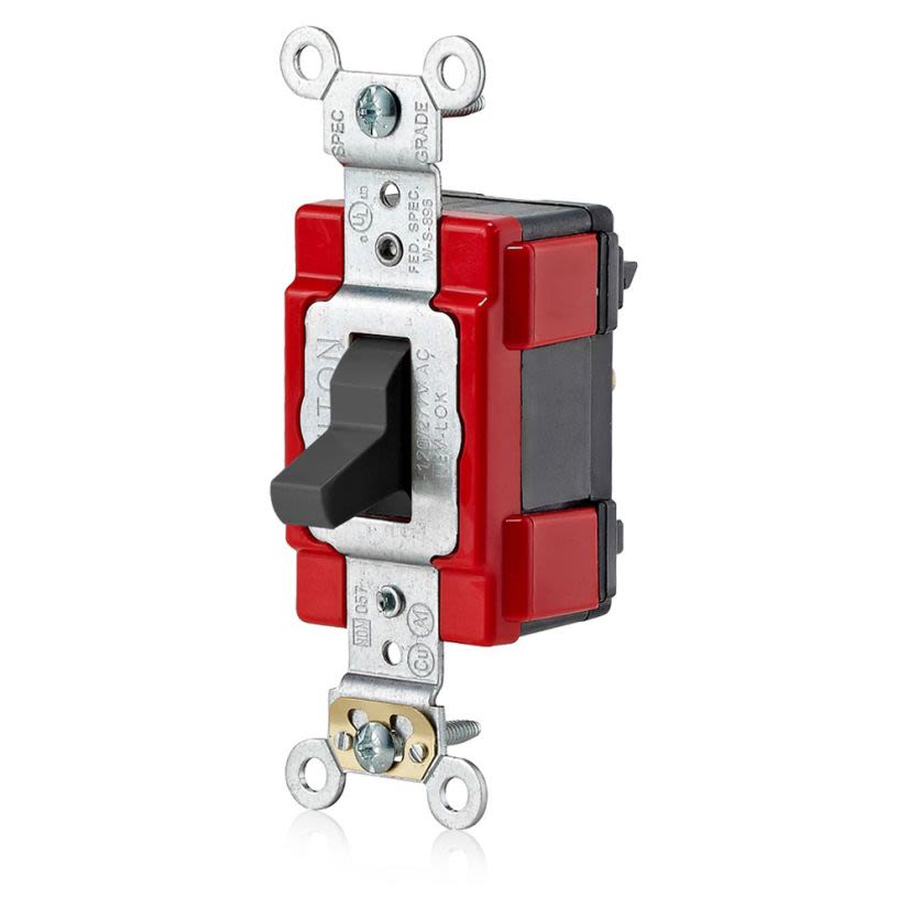 Leviton Lev-Lok M1223-E 3-Way Large Standard Toggle Switch, 120/277 V AC, 20 A, 1 hp