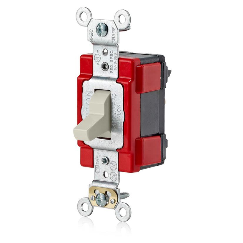 Leviton Lev-Lok M1223-T 3-Way Large Standard Toggle Switch, 120/277 V AC, 20 A, 1 hp
