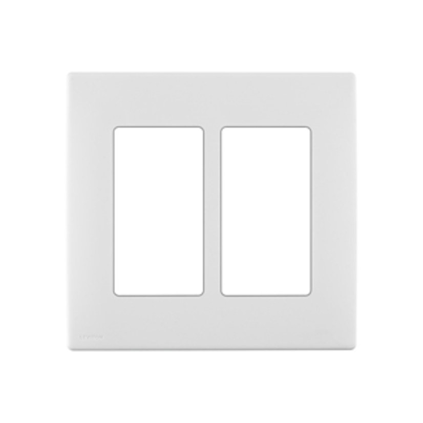 Leviton Renu REWP2-WW Screwless Wall Plate/Face Plate, 2 Gangs, Engineering Grade Polymer, White