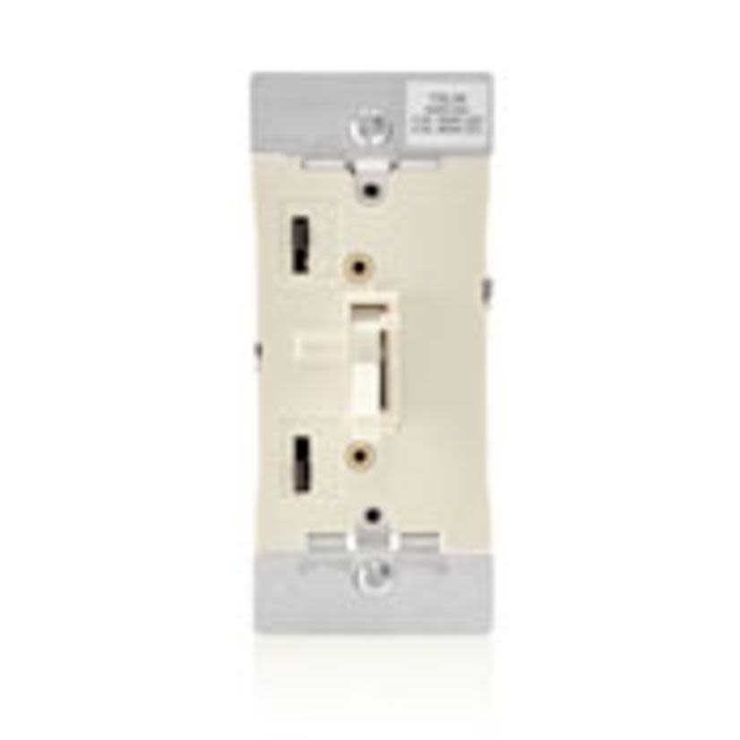 Leviton TSL06-1LT 3-Way Electro-Mechanical Universal Dimmer Switch With Locator Light, 120 V AC, 1 Poles, Toggle Slide Operation, Light Almond