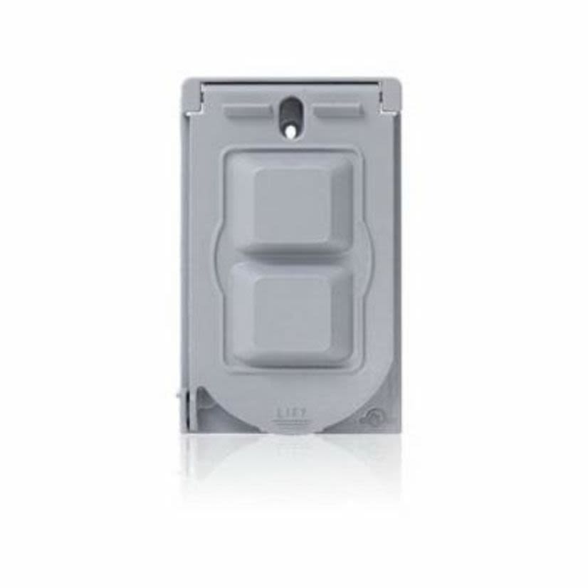 Leviton WM1V-GY Outlet Box Cover, 4.63 in L x 2.85 in W x 0.89 in D, Weatherproof Cover, Aluminum