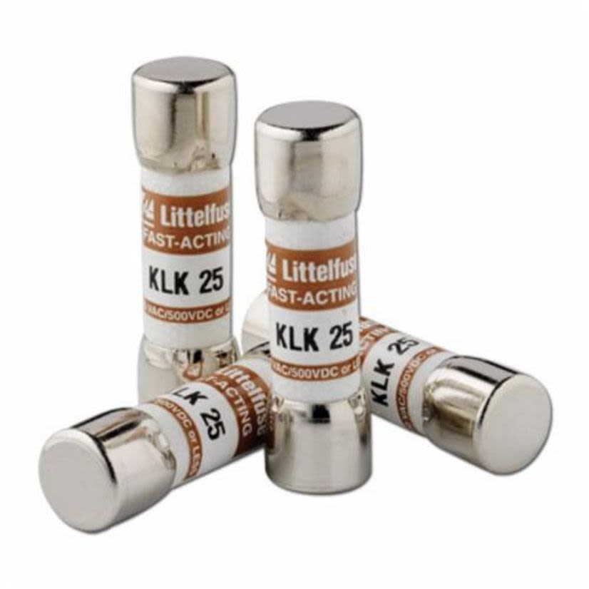 Littelfuse® POWR-GARD® KLK010 KLK Fast Acting Supplemental Midget Fuse, 10 A, 600 VAC/500 VDC, 100 kA Interrupt, Cylindrical Body
