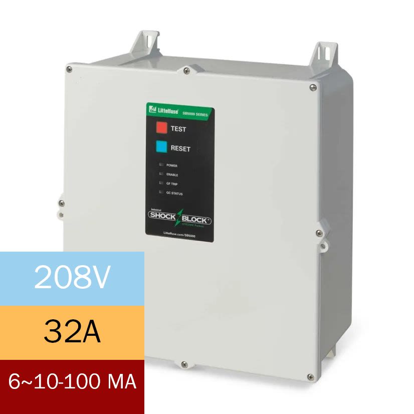Littelfuse SB5032-012-0 SB5000 EGFPD Shock Block, 208 V, 32 A, Thermal Magnetic Trip