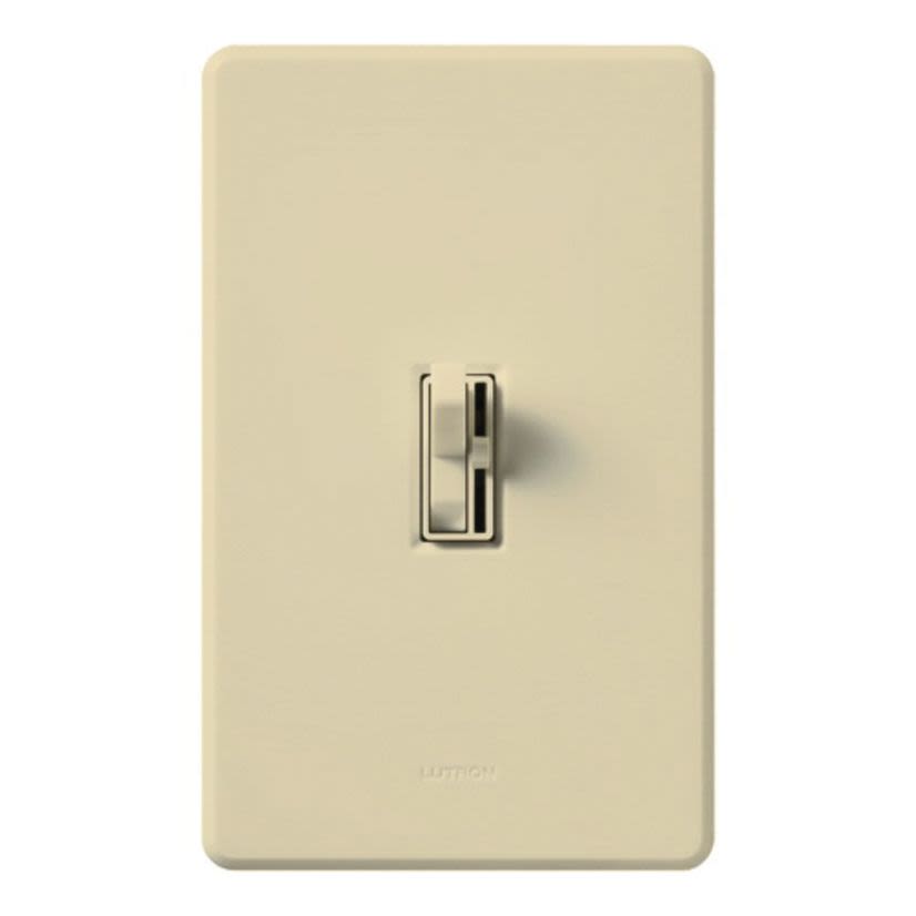 Lutron Ariadni® AYLV-600P-IV Traditional Style Dimmer Switch, 120 VAC, 1 Poles, Side Slide On/Off Operation, Ivory