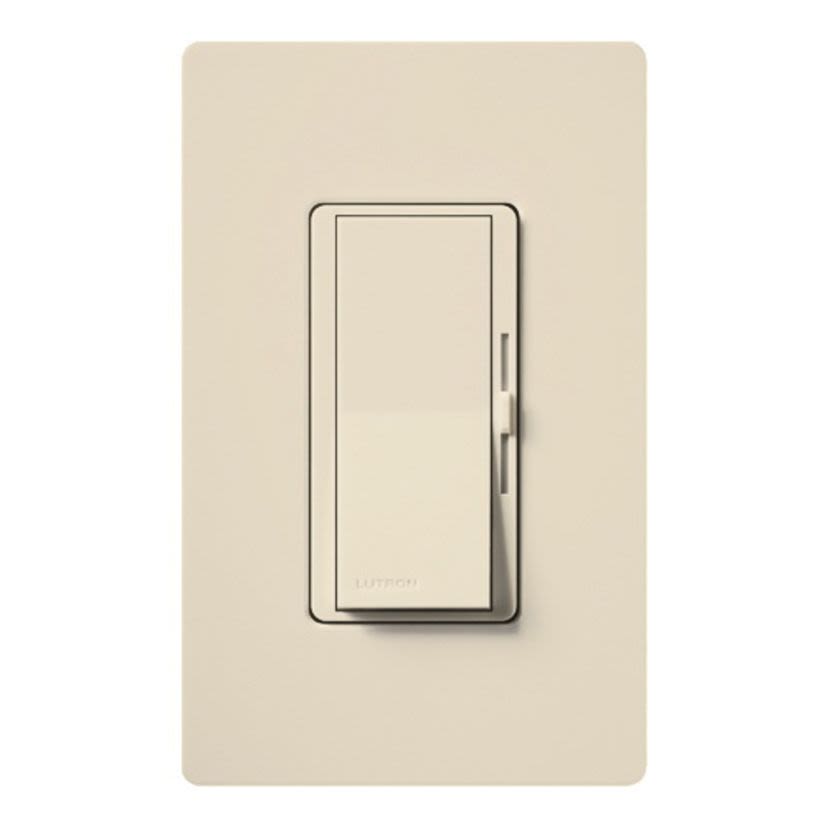 Lutron Diva® DV-103P-LA 3-Way Designer Style Dimmer Switch With Locator Light, 120 VAC, 1 Poles, On/Off Operation, Light Almond