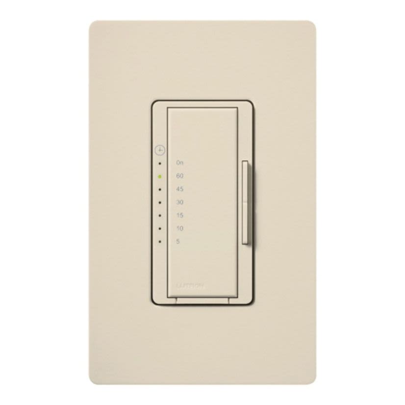 Lutron Maestro® MA-T51-LA 1-Gang Full On Countdown Timer Control Switch, 120 VAC, 5 A, 1 Pole, Tap On Operation, Light Almond