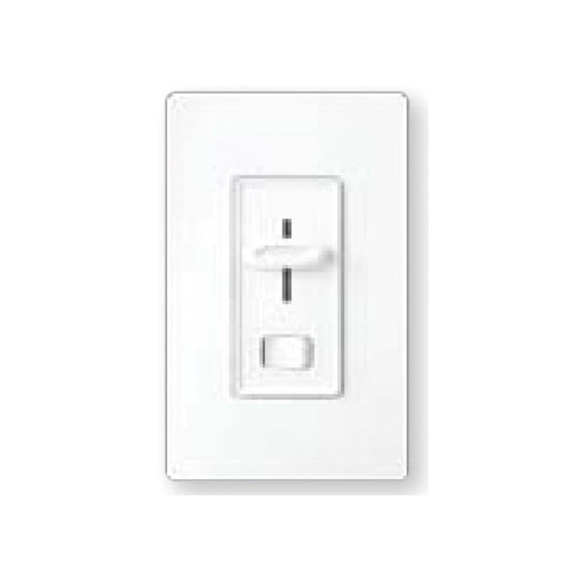 Lutron Skylark® S-600PNL-WH Designer Style Dimmer Switch With Rocker On/Off Switch and Amber Locator Light, 120 VAC, 1 Poles, Slide Operation, White