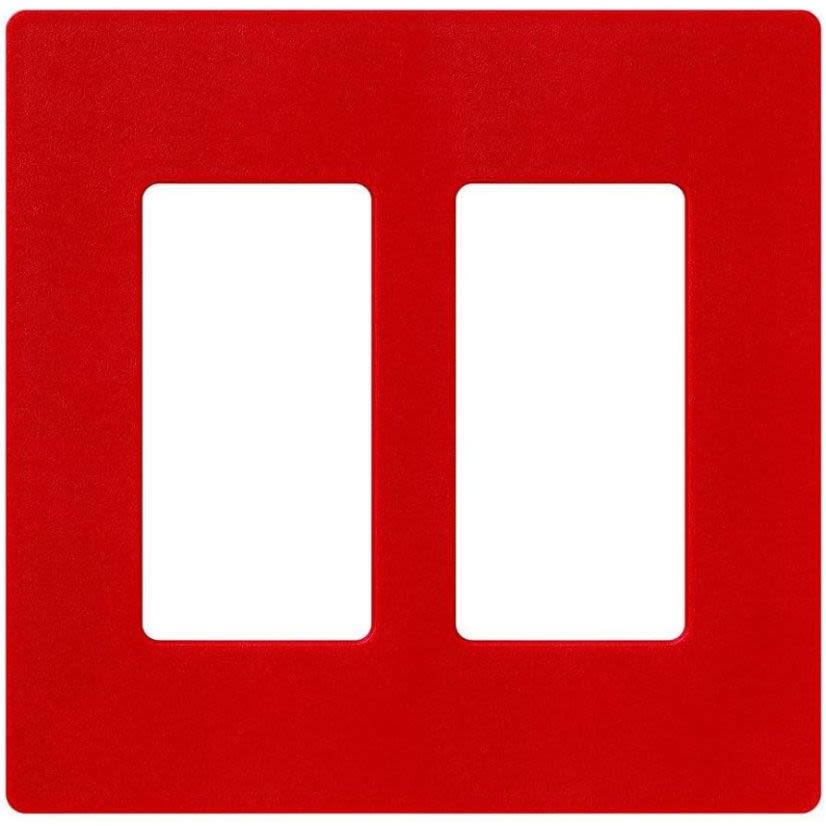 Lutron Diva® Satin Colors® SC-2-HT Designer Screwless Decorator Wallplate, 2 Gangs, 4.69 in H x 4.75 in W, Polycarbonate, Hot
