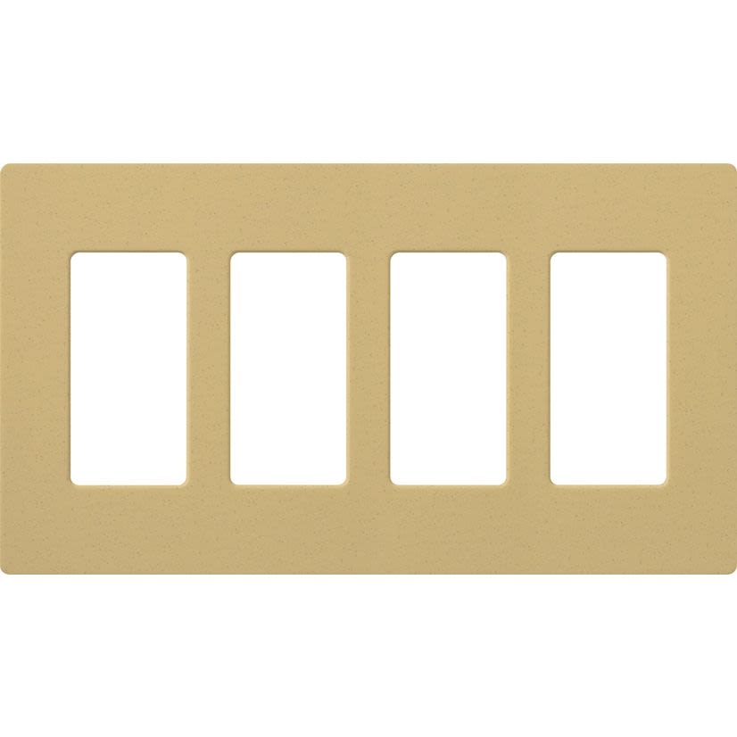 Lutron Diva® Satin Colors® SC-4-GS Designer Screwless Decorator Wallplate, 4 Gangs, 4.69 in H x 8.37 in W, Polycarbonate, Goldstone