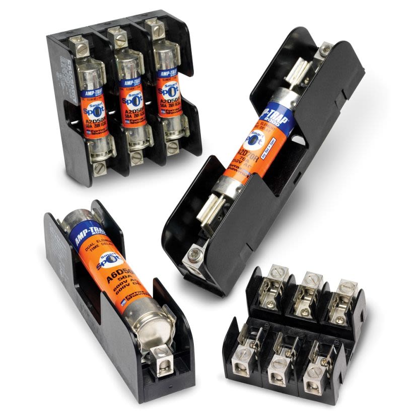 Mersen Ferraz Shawmut 64003R Open Style Fuse Block, 600 VAC/VDC, 400 A, Class R, 250 to 1000 kcmil Wire, 3 Poles