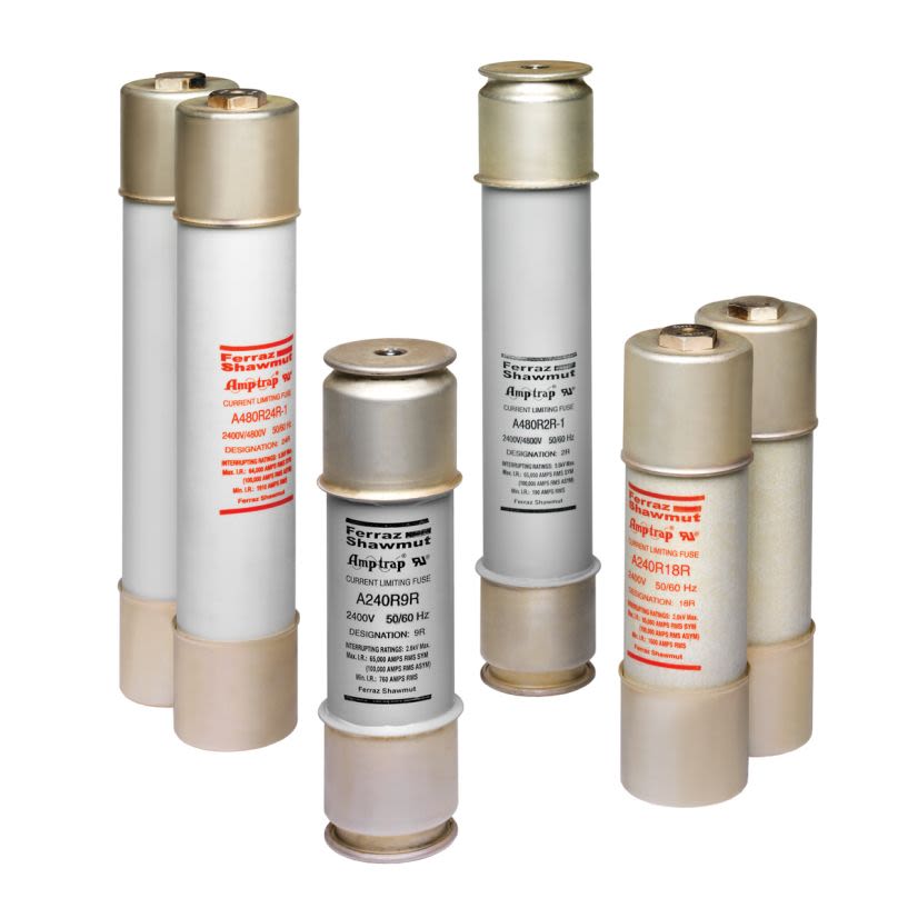 Mersen Ferraz Shawmut Amp-Trap® A480R6R-1 1-Barrel Back-Up Current Limiting Medium Voltage Motor Protection Fuse, 170 A, 4800 VAC, 65 kA Interrupt, Class R