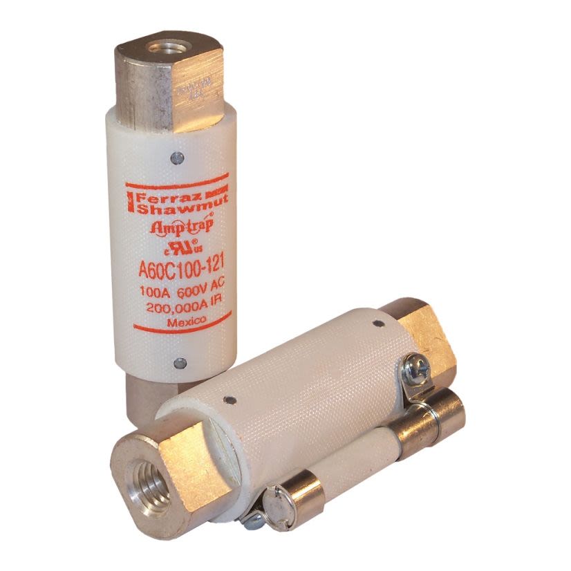 Mersen Ferraz Shawmut A60C100-121 Current Limiting Low Voltage Capacitor Fuse, 100 A, 600 VAC, 200 kA Interrupt, Cylindrical Body