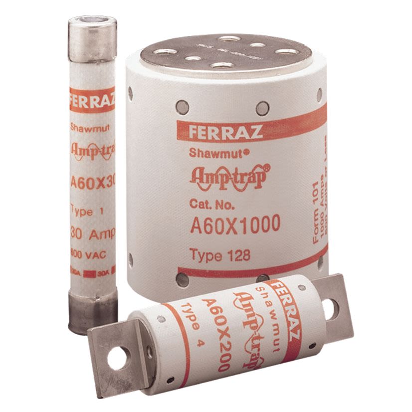 Mersen Ferraz Shawmut Amp-Trap® A60X350-4 Current Limiting Fast Acting Semiconductor Fuse, 350 A, 600 VAC, 200 kA Interrupt, Cylindrical Body