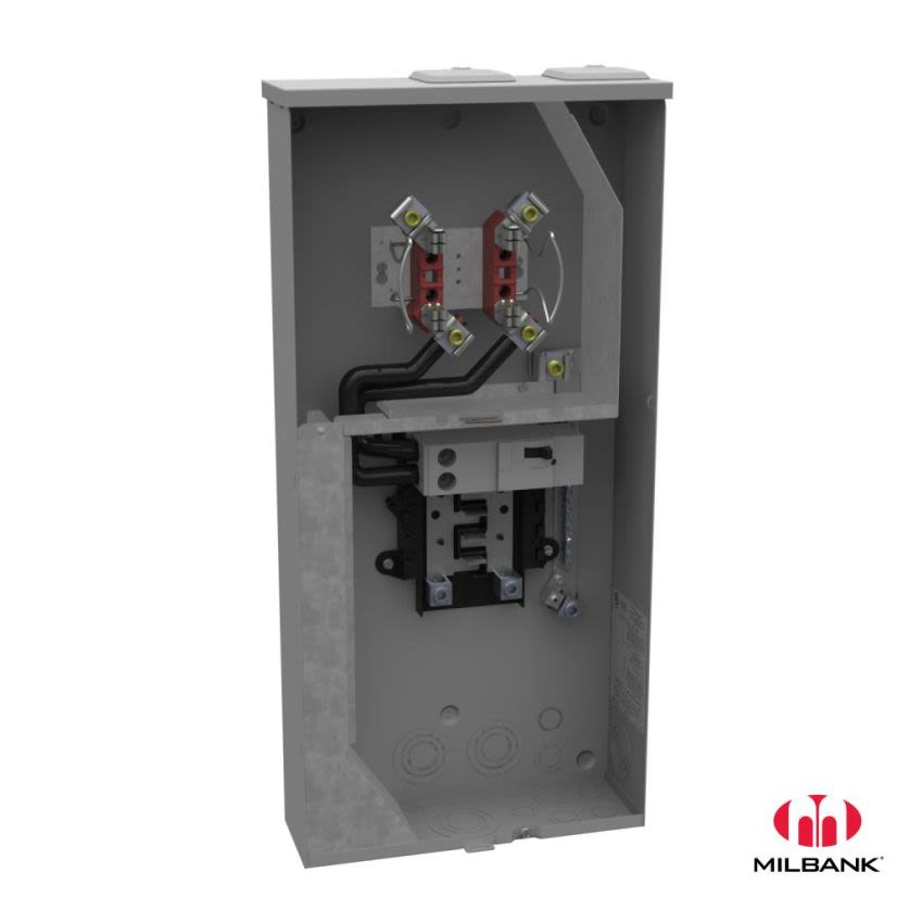 Milbank® U5168-XTL-200 Ringless Meter Main Module With Load Center, 120/240 VAC, 200 A, 1 Phase, NEMA 3R Enclosure