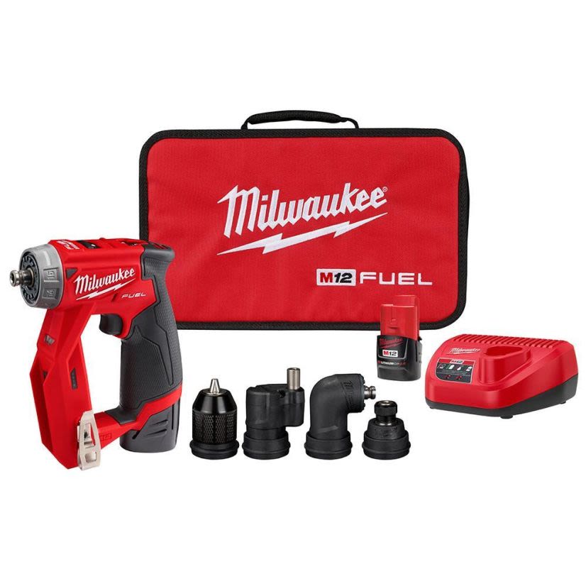 Milwaukee M12 FUEL 2505-22 Cordless Installation Drill/Driver Kit, 3/8 in Chuck, 12 V, 1600 rpm No-Load, 5.12 in OAL, Li-Ion Battery