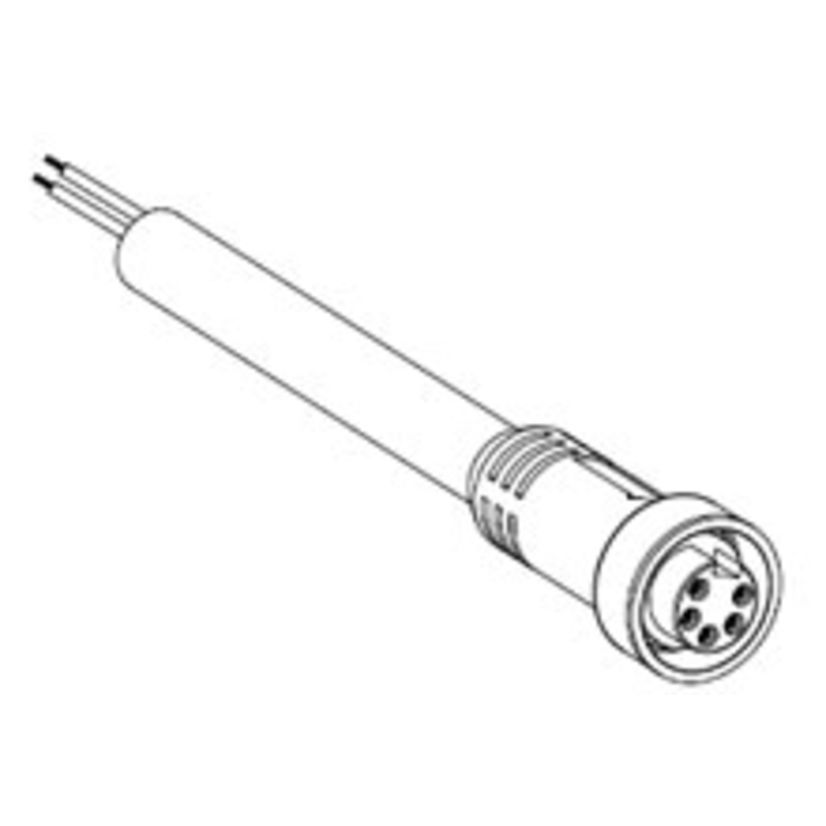 Brad Mini-Change Molex 105000A01F060 130006 A-Size Single Ended Cordset, Straight Female x Pigtail Connector, 1.83 m L Cable, 5 Poles, Single Keyway