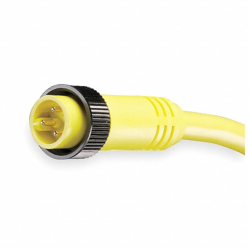 Woodhead Quick-Change 130000-0113 Single End Cordset, Straight Male x Pigtail Connector, 3 ft L Cable, 4 Poles