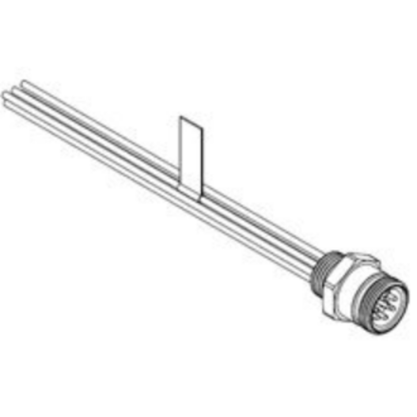 Brad Mini-Change Woodhead 2R6006A20A120 130014 6-Pole B-Size Single Ended Receptacle, 600 V AC/DC, 8 A, Straight Male x 16 AWG Lead Slot End