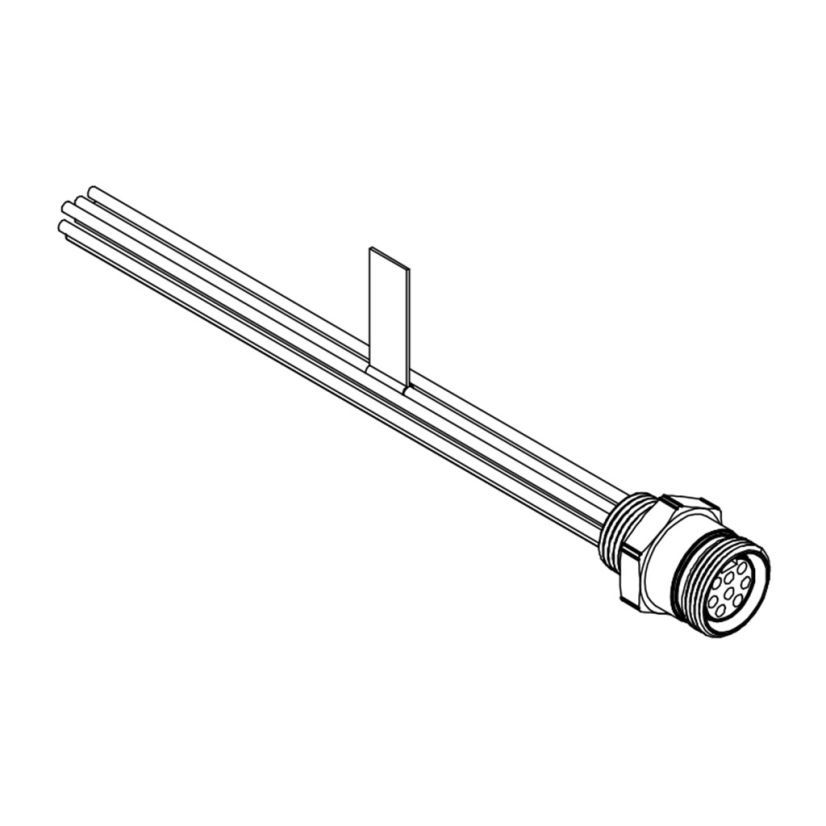 Brad Mini-Change Woodhead 2R8004A20F060 130014 8-Pole B-Size Single Ended Receptacle, 600 V AC/DC, 7 A, Straight Female x 16 AWG Lead Slot End