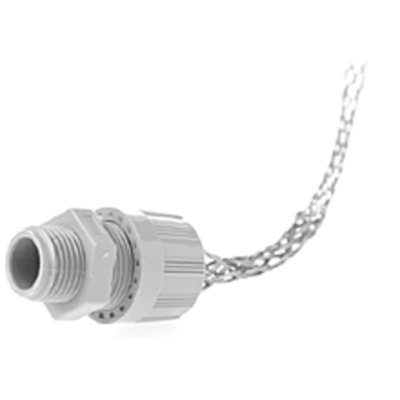 Woodhead MAX-LOC 5542M 130099 Straight Strain Relief Cord Sealing Grip With Stainless Steel Mesh, 3/4 in Trade, 5/8 to 3/4 in Cable Openings, Nylon
