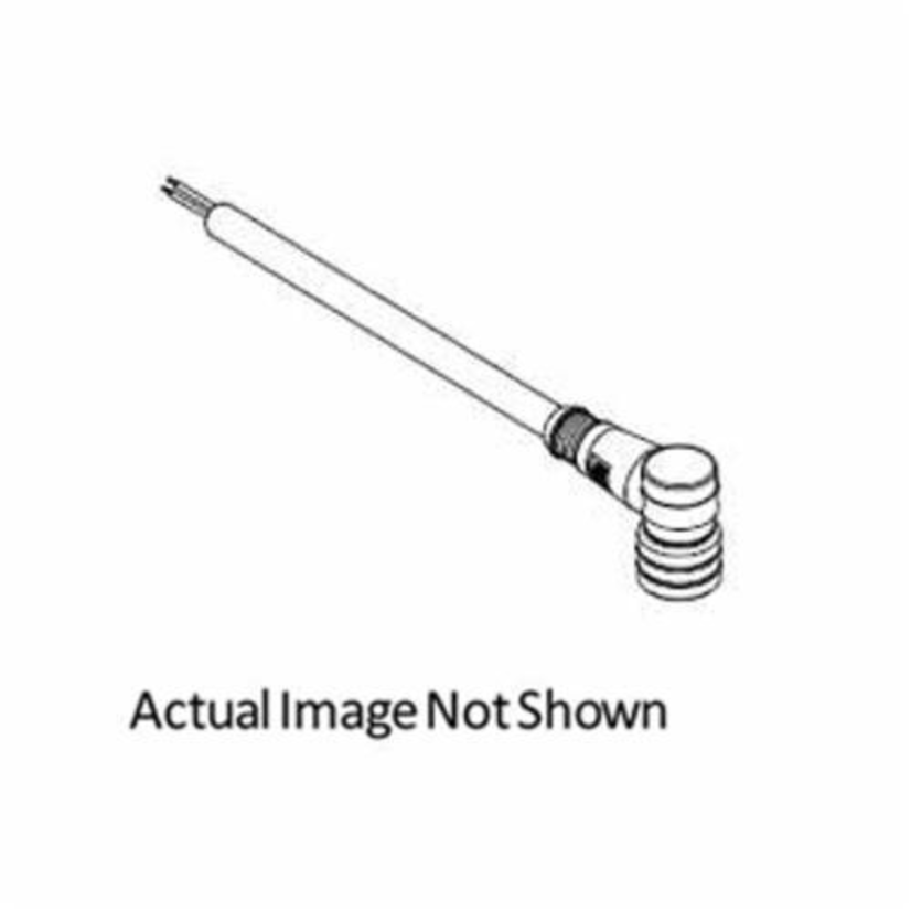 Brad Micro-Change Woodhead 803001A09M100 120065 Single Ended Cordset, M12 90 deg Female x Straight Pigtail Connector, 10 m L Cable, 3 Poles, Single Keyway